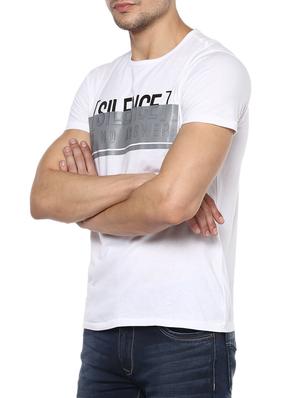 white cotton chest print tshirt - 15000904 - Standard Image - 2