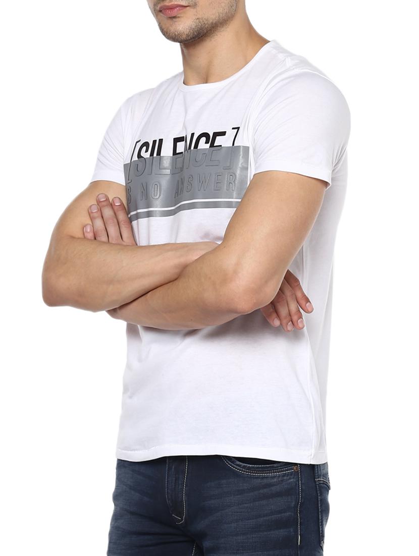 white cotton chest print tshirt - 15000904 - Zoom Image - 2