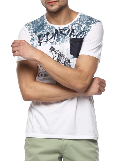 white cotton chest print tshirt - 15000920 - Standard Image - 1