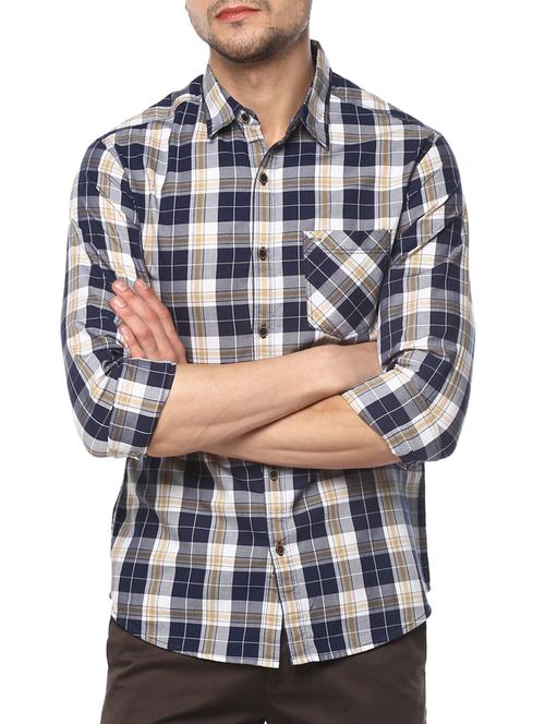 navy blue cotton casual shirt - 15000929 - Standard Image - 1