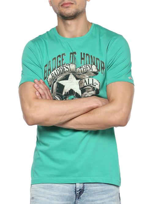 green cotton chest print tshirt - 15000946 - Standard Image - 1