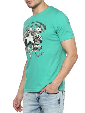 green cotton chest print tshirt - 15000946 - Standard Image - 2
