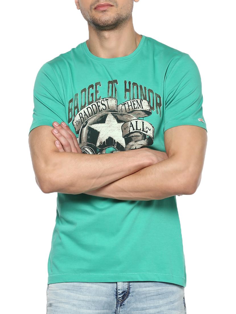 green cotton chest print tshirt - 15000946 - Zoom Image - 1