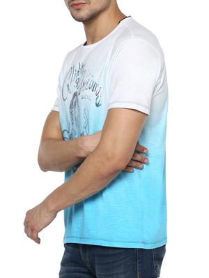 turquoise cotton chest print t-shirt - 15000950 - Standard Image - 2