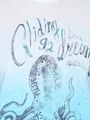 turquoise cotton chest print t-shirt - 15000950 - Standard Image - 4