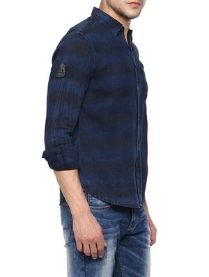 navy blue cotton casual shirt - 15000962 - Standard Image - 2
