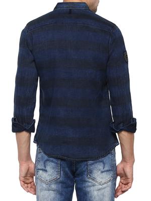 navy blue cotton casual shirt - 15000962 - Standard Image - 3