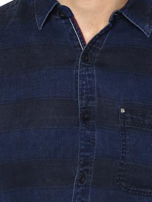 navy blue cotton casual shirt - 15000962 - Standard Image - 4