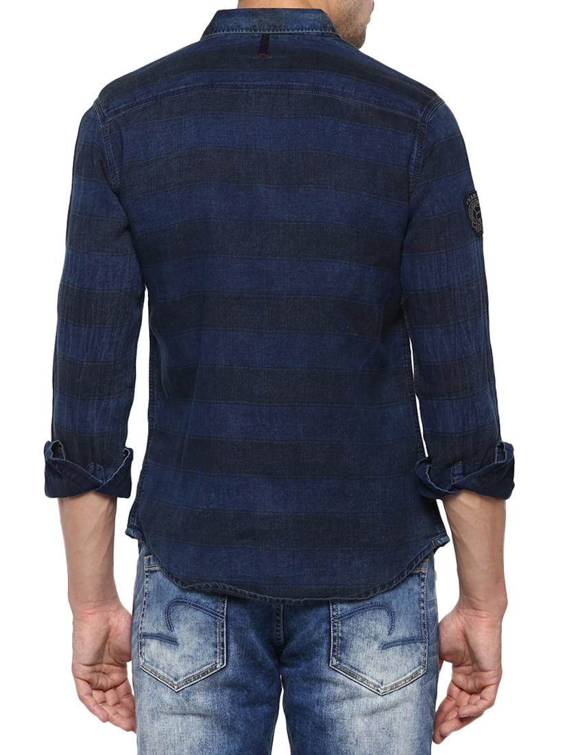 navy blue cotton casual shirt - 15000962 - Zoom Image - 3