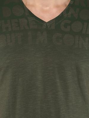 green cotton chest print tshirt - 15000965 - Standard Image - 4