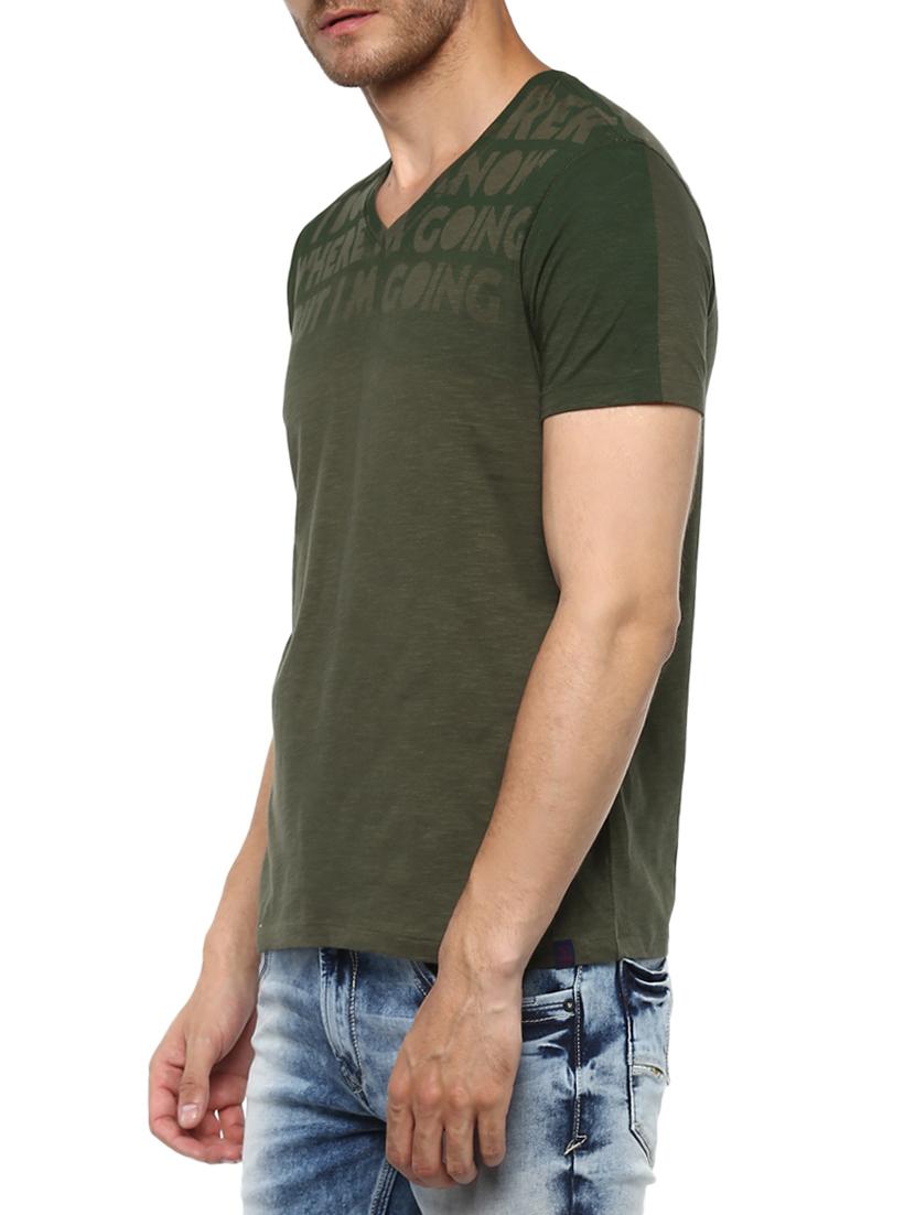 green cotton chest print tshirt - 15000965 - Zoom Image - 2