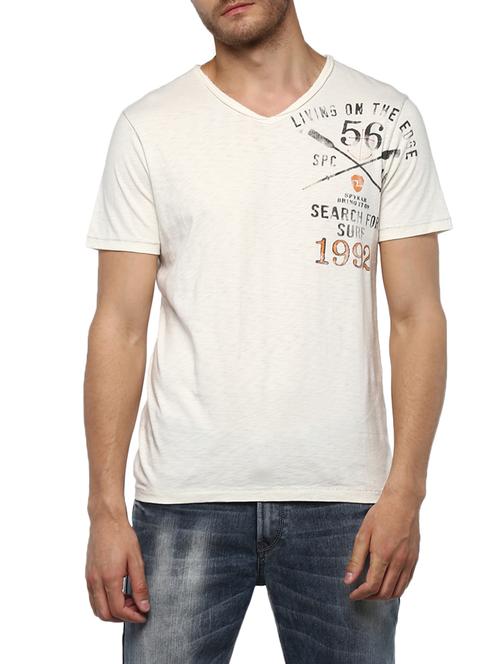 white cotton chest print tshirt - 15000972 - Standard Image - 1