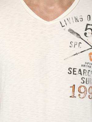 white cotton chest print tshirt - 15000972 - Standard Image - 4