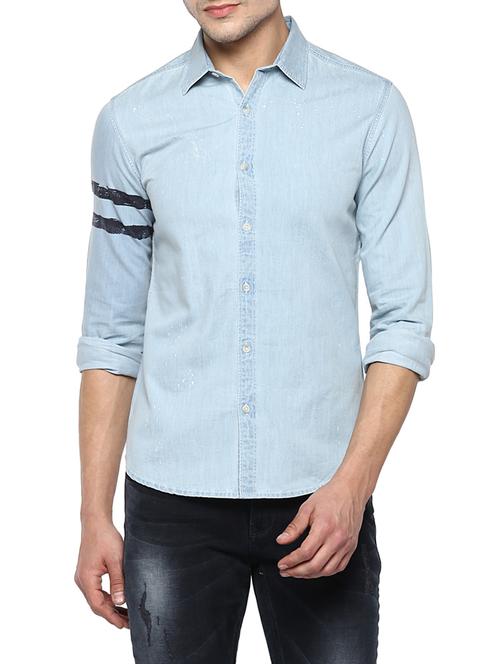 blue cotton casual shirt - 15000986 - Standard Image - 1