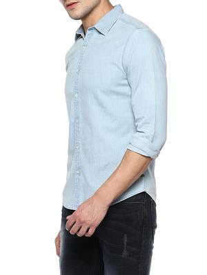 blue cotton casual shirt - 15000986 - Standard Image - 2