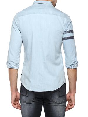 blue cotton casual shirt - 15000986 - Standard Image - 3