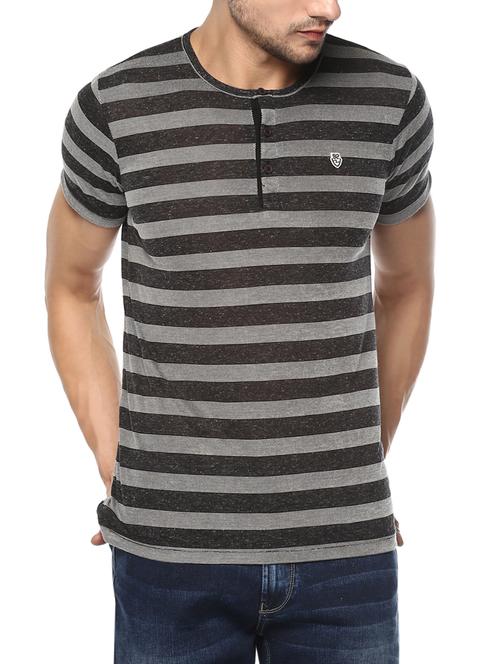 grey cotton striped t-shirt - 15000988 - Standard Image - 1