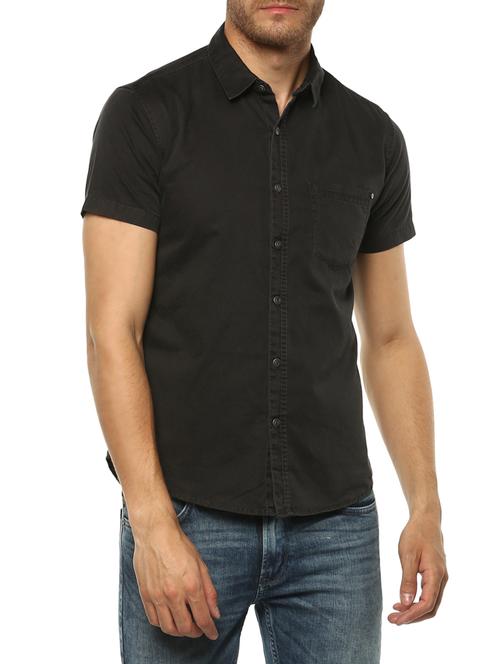 black cotton casual shirt - 15000994 - Standard Image - 1