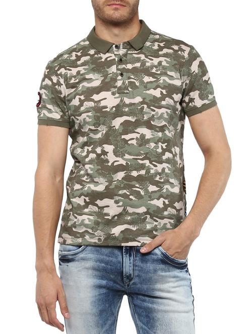 green cotton all over print tshirt - 15001032 - Standard Image - 1