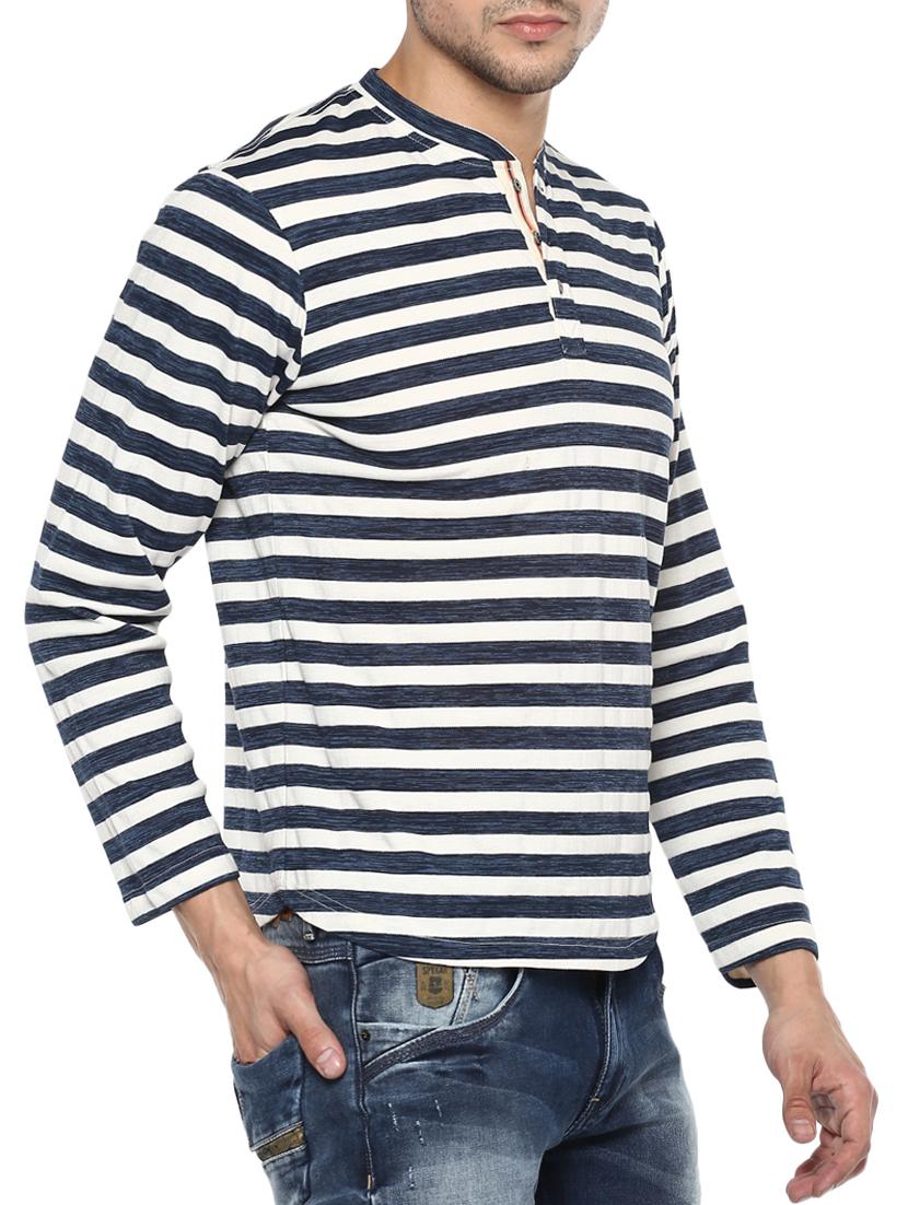 blue cotton striped t-shirt - 15001046 - Zoom Image - 2