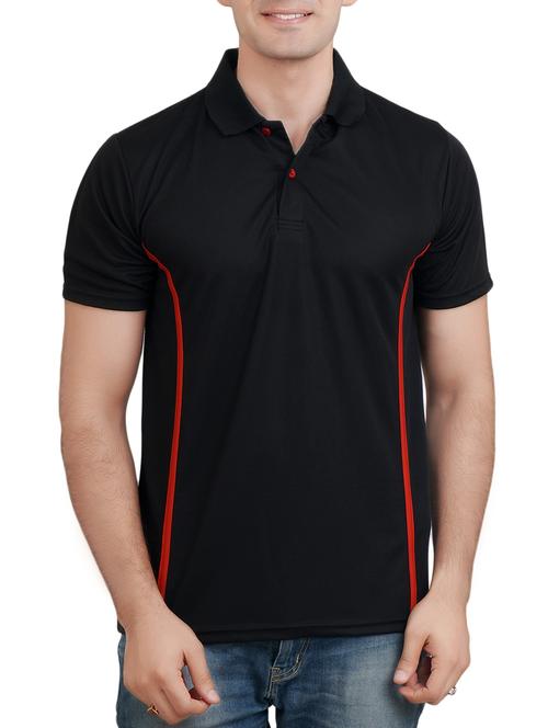 black taped polo t-shirt - 15001420 - Standard Image - 1