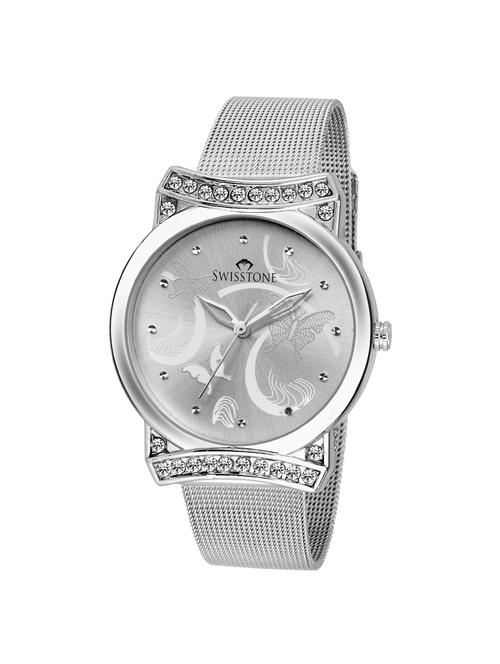 swisstone voglr535-wht-ch stainless steel chain wrist watch for women - 15001917 - Very Small Image - 1