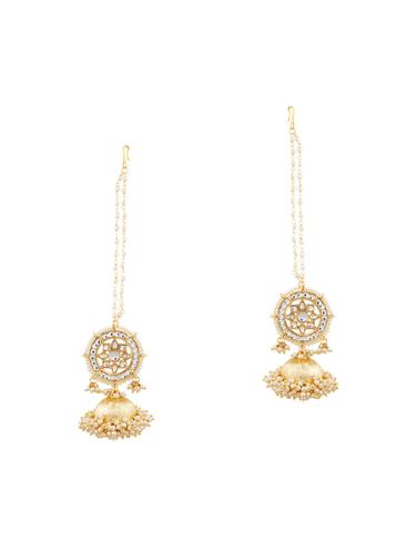 gold metal jhumka earrings - 15002235 - Very Small Image - 1
