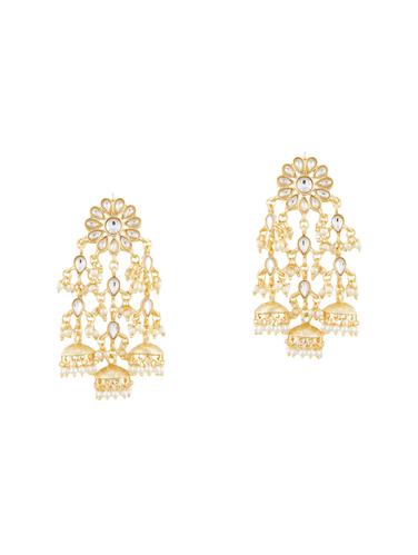 gold metal chandelier earrings - 15002257 - Very Small Image - 1