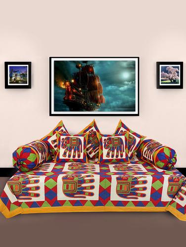 Cotton Ethnic Printed Diwan Set ( 60X90 ) - 15002334 - Very Small Image - 1