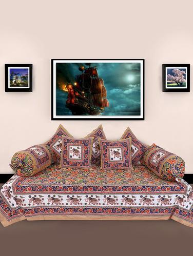 Cotton Ethnic Printed Diwan Set ( 60X90 ) - 15002336 - Very Small Image - 1