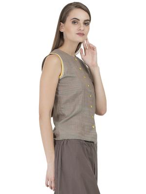 grass by gitika goyal grey cotton top - 15002465 - Standard Image - 2