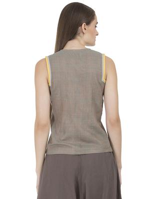 grass by gitika goyal grey cotton top - 15002465 - Standard Image - 3