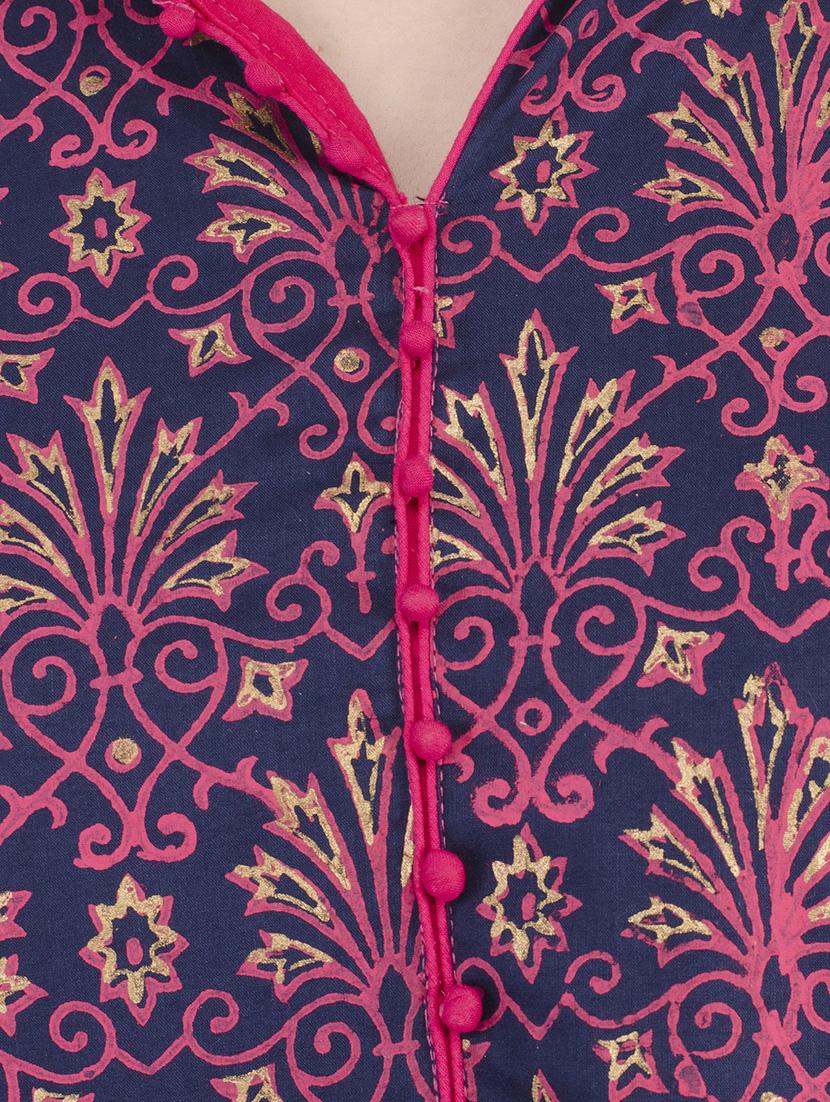 pink cotton flared kurta - 15002669 - Zoom Image - 4