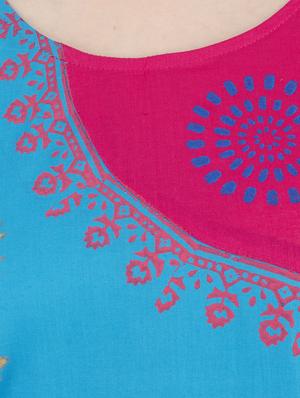 sky blue cotton straight kurta - 15002673 - Standard Image - 4