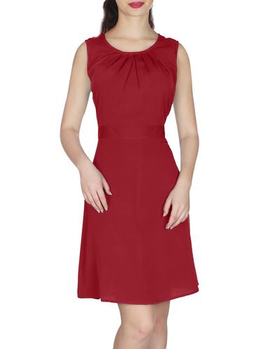 maroon crepe aline dress - 15003373 - Very Small Image - 1