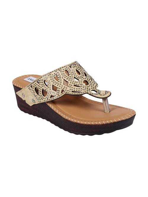 anand archies cream color artificial leather wedges for girl's & women's ( aa-421-cream-36 ) - 15004009 - Standard Image - 1