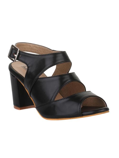black faux leather back strap sandals - 15004090 - Standard Image - 1