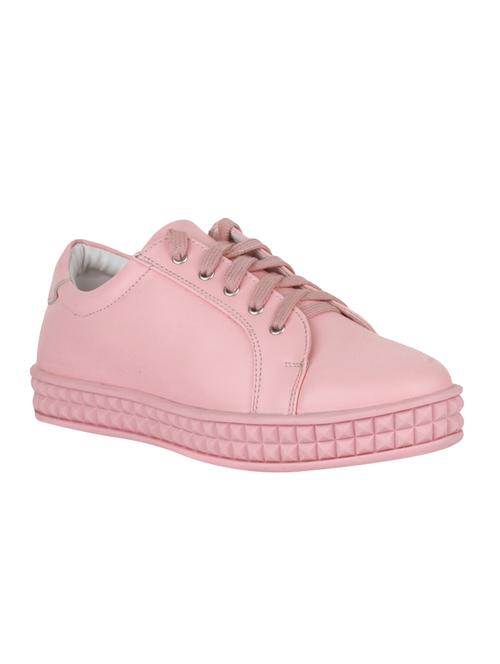 pink faux leather laceup sneakers - 15004133 - Standard Image - 1