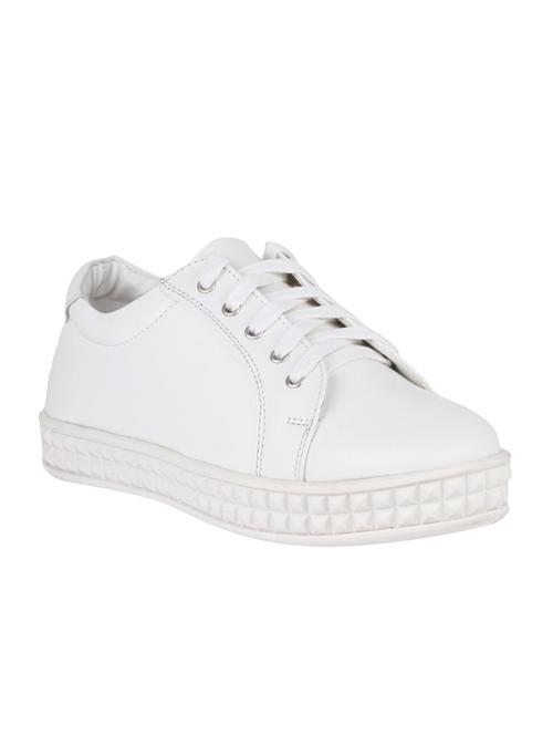 white faux leather laceup sneakers - 15004134 - Standard Image - 1