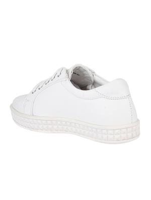 white faux leather laceup sneakers - 15004134 - Standard Image - 3