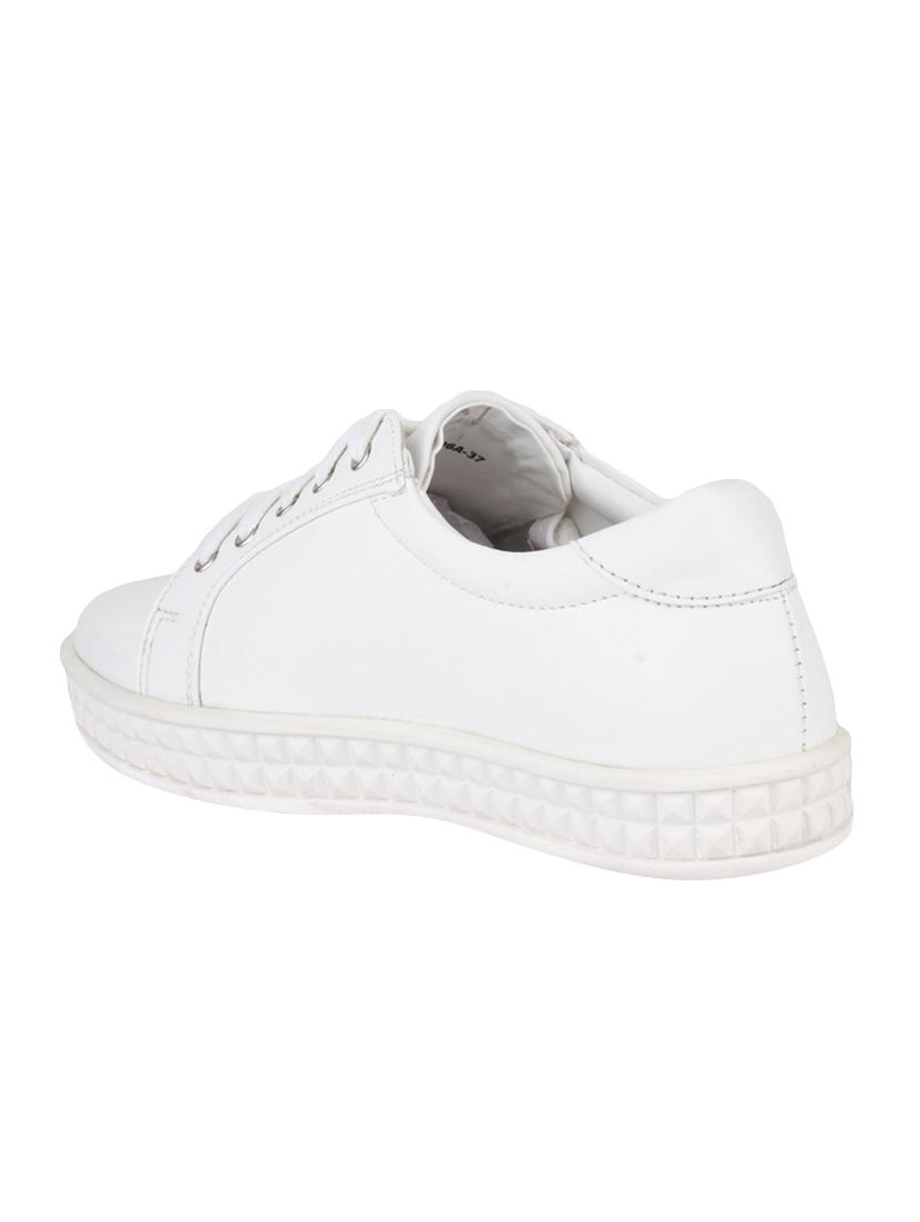 white faux leather laceup sneakers - 15004134 - Zoom Image - 3