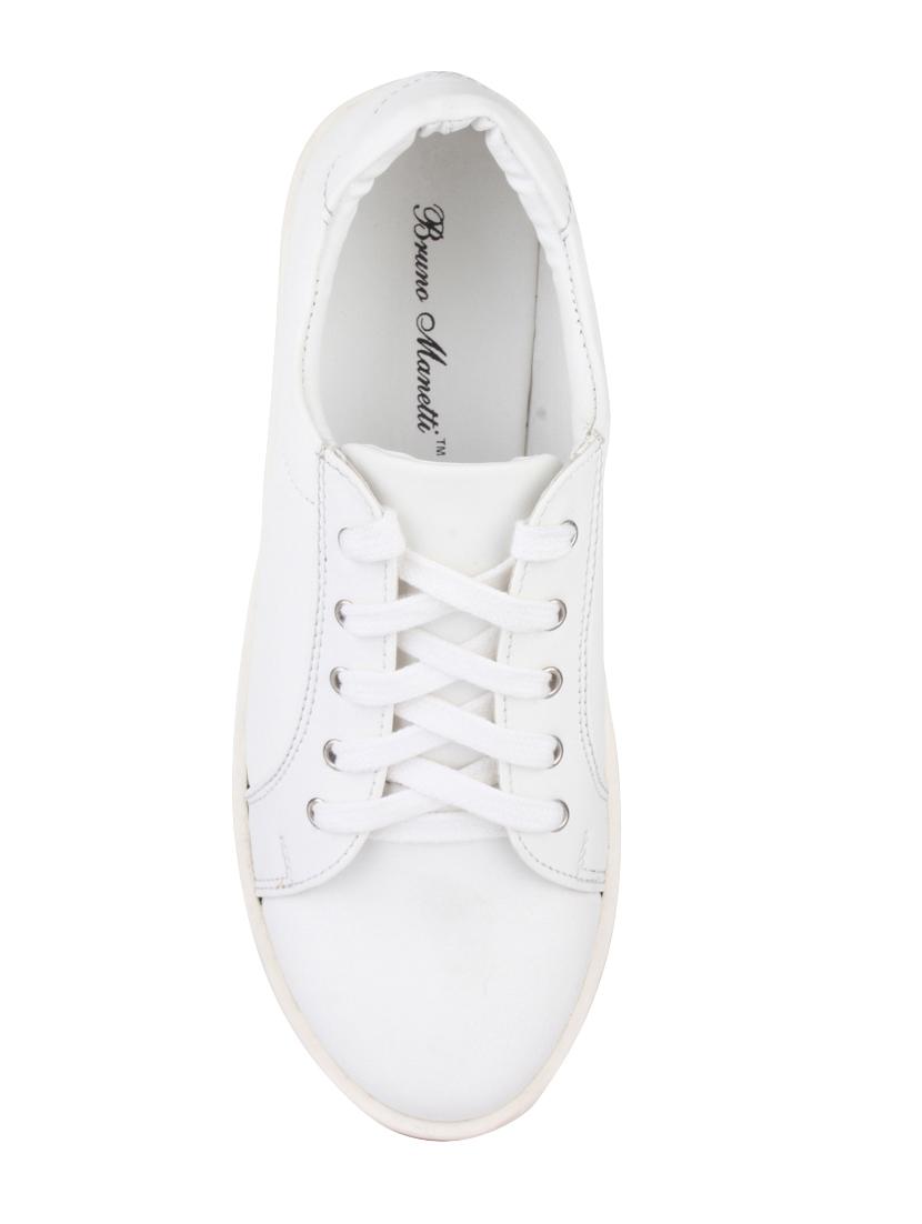 white faux leather laceup sneakers - 15004134 - Zoom Image - 4