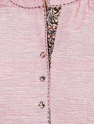 indian dobby pink khadi straight kurta - 15004496 - Standard Image - 4