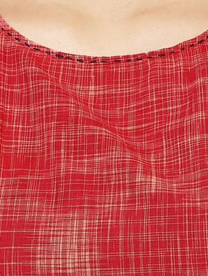 indian dobby red khadi cotton a-line dress - 15004502 - Standard Image - 4