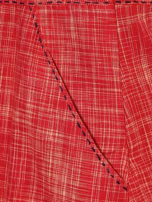 indian dobby red khadi cotton a-line dress - 15004502 - Standard Image - 5