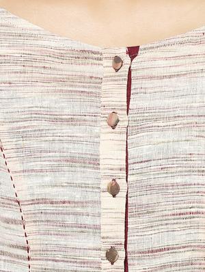 indian dobby beige khadi cotton belted dress - 15004505 - Standard Image - 4