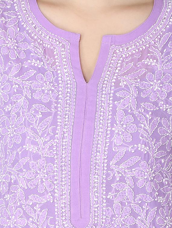 ada purple georgette straight kurta - 15004520 - Zoom Image - 5