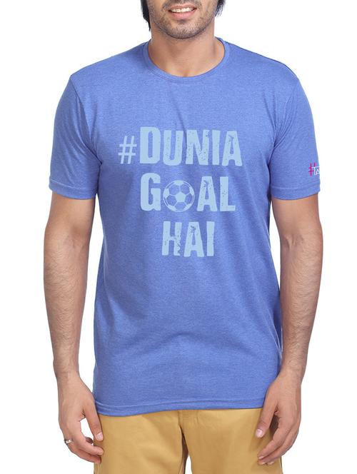 blue cotton chest print tshirt - 15004892 - Standard Image - 1