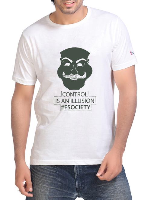 white cotton chest print tshirt - 15004895 - Standard Image - 1