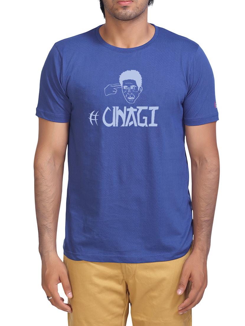 blue cotton chest print tshirt - 15004900 - Zoom Image - 1